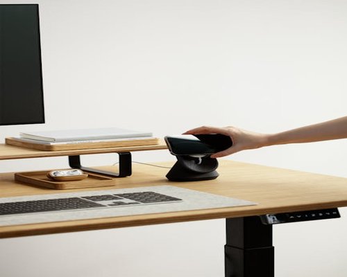 Ergonomic office setup with laptop